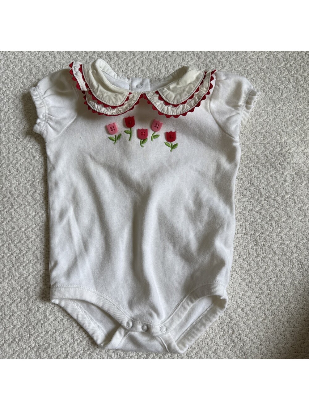 2012 Too-Cute Tulip Gymboree Flower Button Collar Short Sleeve Bodysuit 3-6M